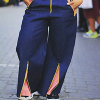 Denim hiwaist gold zip pants - Pants