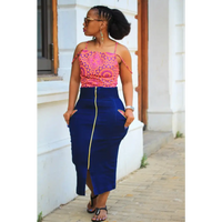 Hi waist Skirt & Shweshwe Top - Skirts