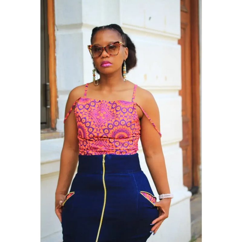 Hi waist Skirt & Shweshwe Top - Skirts