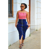 Hi waist Skirt & Shweshwe Top - Skirts