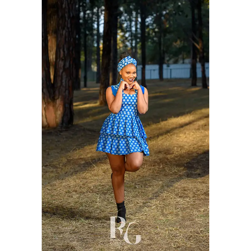 Pleated short Dress & Doek - Dresses